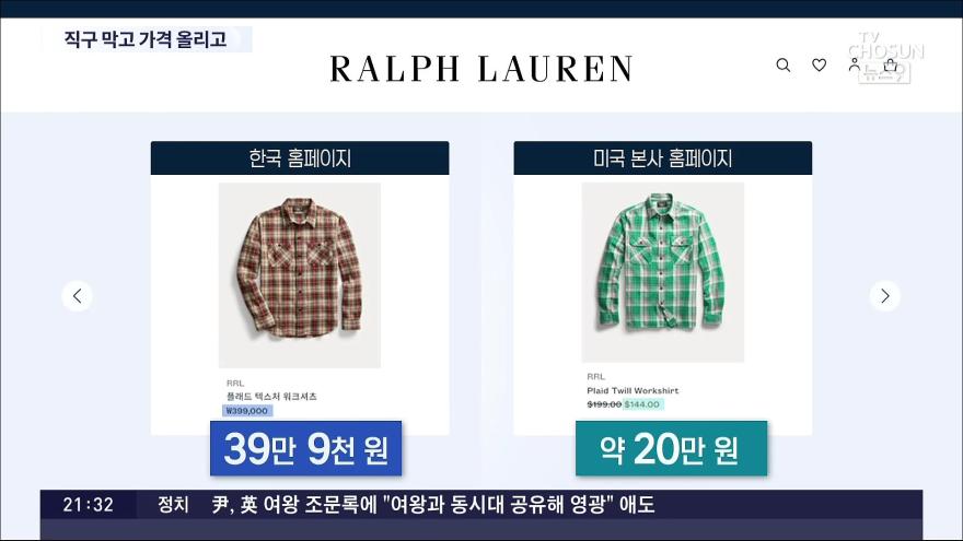 직구' 막고 가격 올린 랄프로렌…본사엔 순이익 2배 1300억 송금 직구' 막고 가격 올린 랄프로렌…본사엔 순이익 2배 1300억 송금