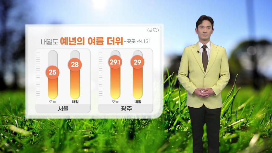 날씨] 내일도 예년의 여름 더위...곳곳 소나기 | Ytn